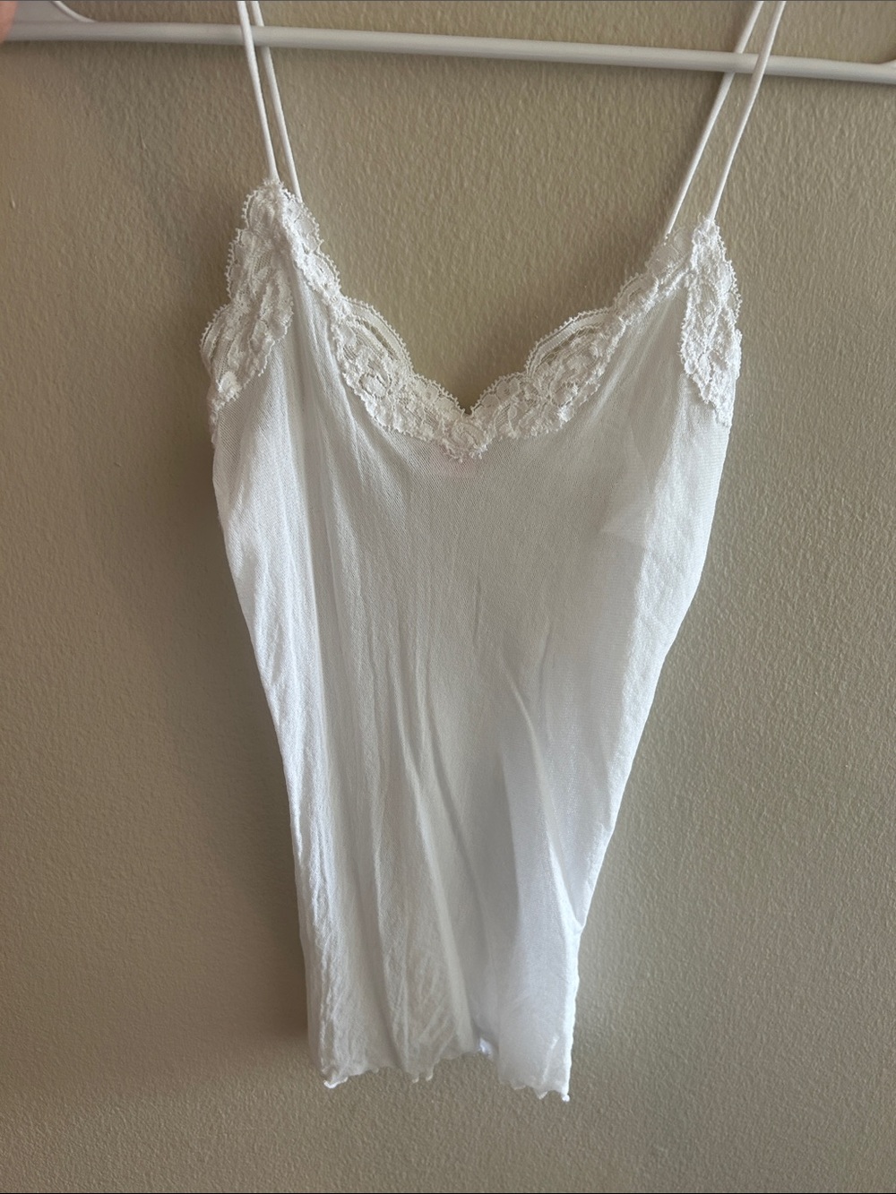 White Lace Trim Sheer Tank